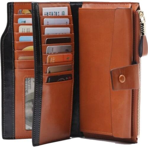 New 2020 Genuine Leather Women Wallets Ladies Leather Wallet Cell Phone Pocket Long Womens Purse Hasp Lady Bags Card Holder