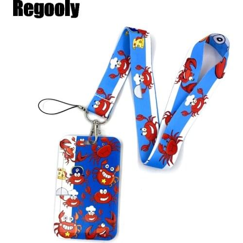 Crab Lanyard Credit Card ID Holder Bag Student Women Travel Card Cover Badge Car Keychain Gifts Accessories