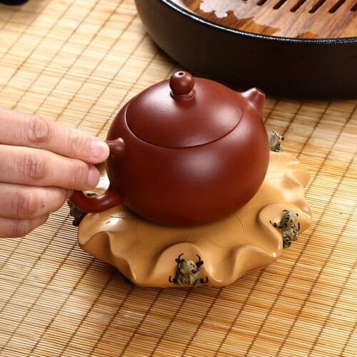 Creative Lotus Leaf Water Spray Frog Tea Pet Yixing Purple Clay Handmade Crafts Tea Set Play Tea Ceremony Accessories Home Decor