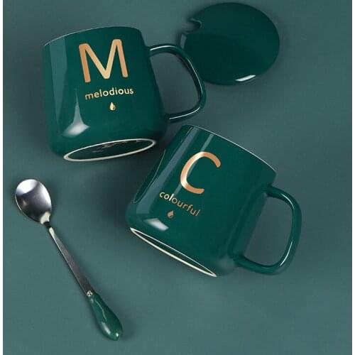 330ml Mug With Spoon Ceramic Fashion Breakfast Coffee Cup Men And Womens Personality Creative Simple Fresh Mug