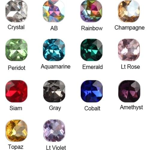 30pcs square round crystal rhinestone 8mm pointed bottom glass stone used for shoe and nail decoration