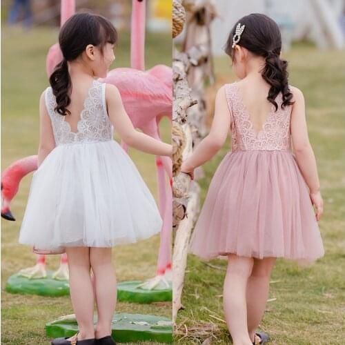 1-6 Years Old Girls Summer Cute Princess Lace Dresses Sleeveless Backless Tutu Dress Evening Dress Kids Birthday Princess Dress