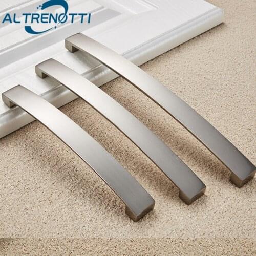 Furniture Wardrobe Handle Brushed Silver Modern Simple Aluminum Alloy Door Pull Cabinet Kitchen Drawer Cupboard Knob Hardware