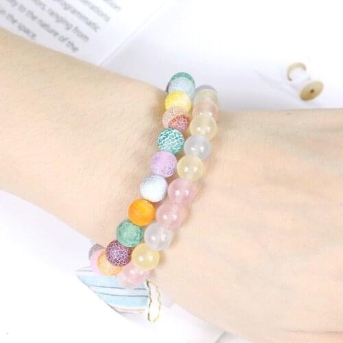 Fashion Natural Stone Bracelets For Women Colorful Weathered Agates Bracelet Charm Sweet Handmade Jewelry For Friend Couple Gift