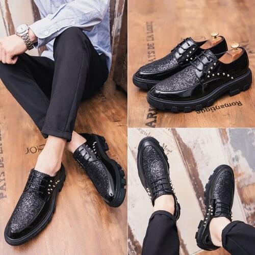 Men Leather Shoes Casual Fashion Soft Business Sequins Shoes Designer Sneakers New Comfort Shoes Man Black Flat hommes chaussure