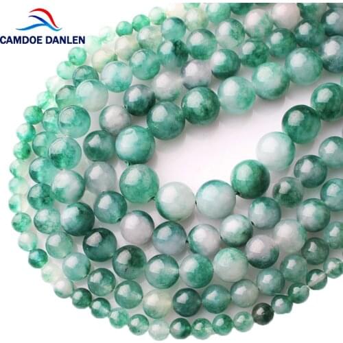CAMDOE DANLEN Natural Jades Stone Green Stone Round Loose Beads 4 6 8 10 12MM Fit DIY Charm Bracelet Necklace Jewelry Making
