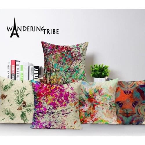 New Square colorful Home Cushion Decorative soft seat car Covers linen plant pillow fresh tropical decoration suit cushion