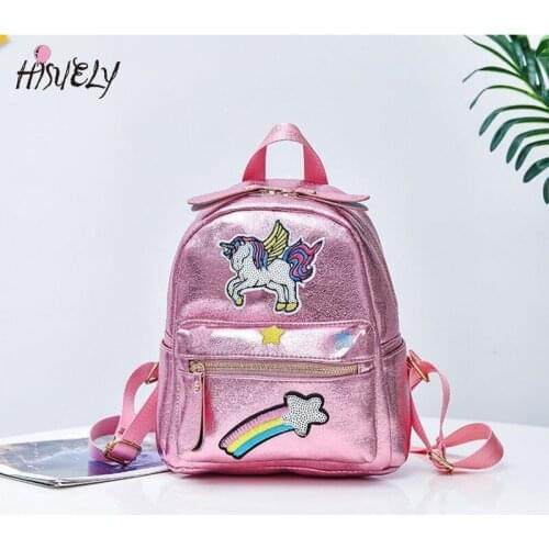 2021 New Fashion Women Unicorn Backpack Teenager Girl School Bags Children Small Cartoon Rainbow Embroidery Anime Softback Bag