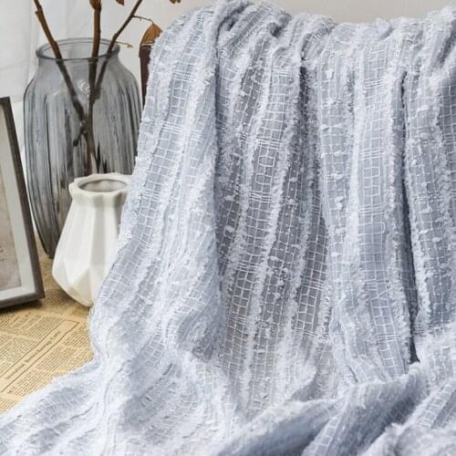 New Chiffon Check Embroidered Fabric Plush Three-dimensional Embroidered Tulle Fabric for Womens Shirt Clothing ,By The Meter