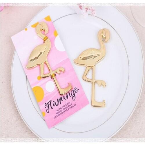 New Party Favors Baby Shower Metal Gold Flamingo Bottle Wedding Decoration Halloween Wine Beer Opener Wedding Gifts