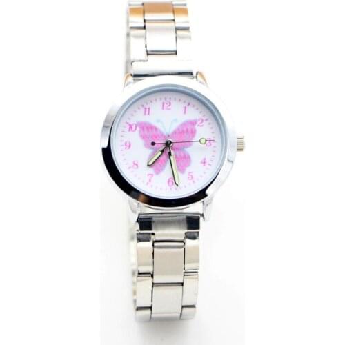 New Arrival Cartoon Butterfly Desgin Kids Girls Stainless Steel Fashion Ladies Women‘s’ Watches Relojes Montres Kol Kaati