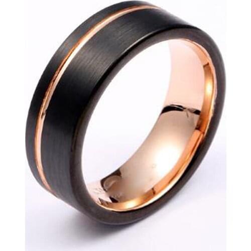 Tungsten finger rings men wedding band black rose gold plated love alliance anniversary promise couple rings for men and women