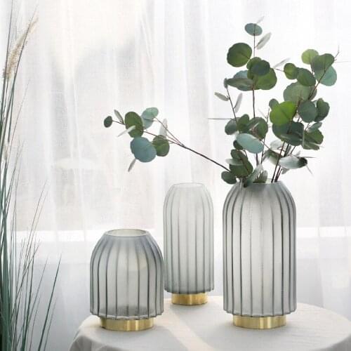Sand copper ring gray color glass vases vintage European and American style flower Ware soft set table vase flowerpot showcase