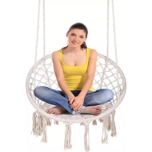 Ins Balcony Indoor Tassel Homestay Cotton Rope Hanging Chair North European Living Room Cradle Loading 150kg