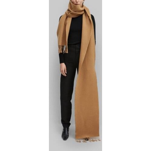 [ElfStyle] - Bova Wool scarf ivory black camel grey four colors 300cm extra long length fringed edges DETAIL Woman scarfs