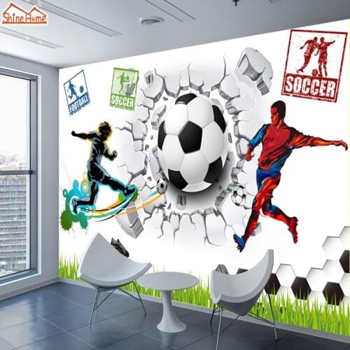 ShineHome-Large Modern Brick Wallpaper Football Soccer Bar Background Wall Murals Rolls Paper Wallpapers for 3 d Living Room