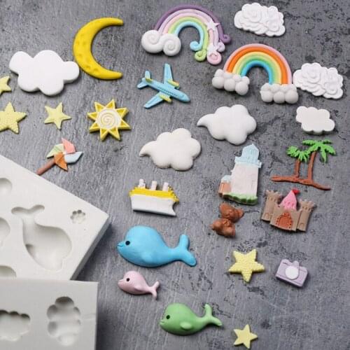 Rainbow & Clouds & Whale Silicone Mold Fondant Mould Cake Decorating Tools Chocolate Gumpaste Mold, Sugarcraft, Kitchen Gadgets