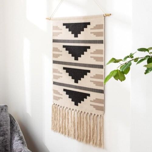 Nordic Art hanging cloth New Hand-knitted tassel tapestry Wall Hanging Handmade bohemian style Retro Home Decor cotton