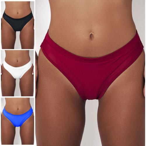 Sexy Solid Bikini Bottom Women Low Waist Short Thongs Panties Knickers Swimsuit Swimming Briefs Bathing Suit