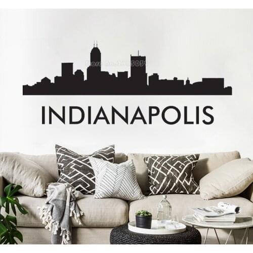 INDIANAPOLIS City Skyline Vinyl Wall Decal Indiana Skyline Wall Stickers Decals Living Room Home Decor Modern City Poster LL2548