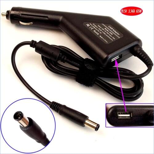 19.5V 3.34A 65W Laptop Car DC Adapter Charger + USB(5V 2A) for Dell PP42L PP41L PP25L PP23LA PP29L PP22L PP12L