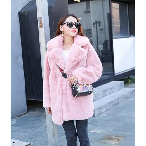 Mink Coats Women 2020 Winter Top Fashion Pink FAUX Fur Coat Elegant Thick Warm Outerwear Fake Fur Jacket Chaquetas Mujer