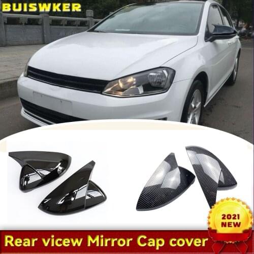 2 pieces for VW Golf 7 MK7 7.5 GTD R GTI Touran L E-GOLF Side Wing Mirror Cover Caps Bright Black RearView Mirror Case Cover