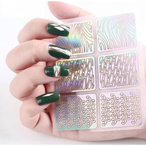 24Pcs/Set Nail Stencil Sticker Hollow Out Design Easy to Stick Stamping Plate DIY Template Manicure Tool for Female