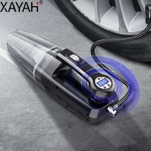 4 in 1 120W Wireless Vacuum Cleaner with LED Light Powerful Vacuum Cleaner Digital Tire Inflator Portable Air Compressor Pump