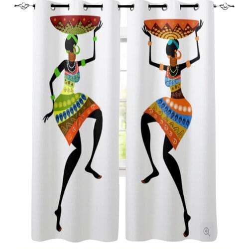 African Women Windows Curtains for Living Room Child Bedroom Window Treatment Blinds Kitchen Curtains