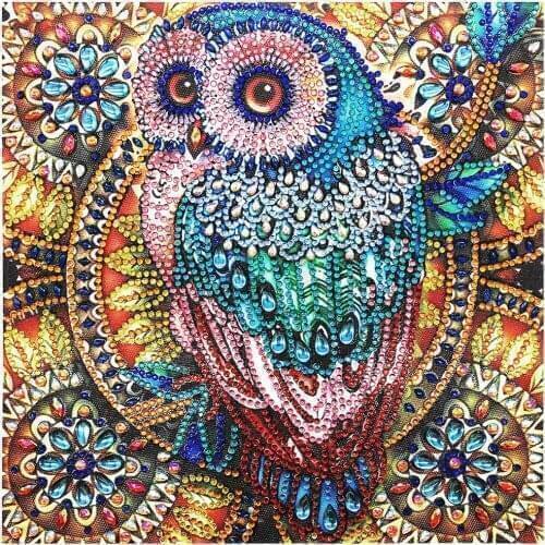 5D DIY Owl Shaped Diamond Painting Bird Embroidery Mosaic Kits Wall Christmas Decoration Home 30*30cm