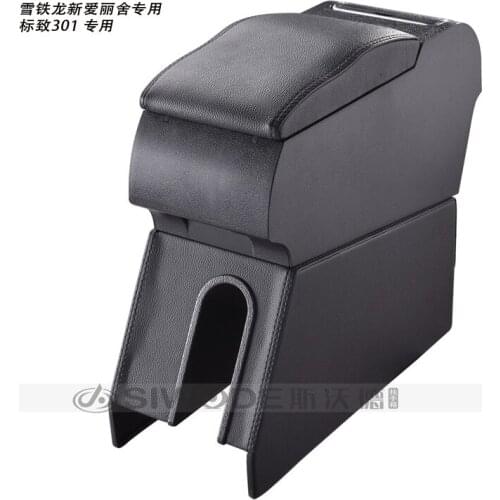 Free Punch Wooden Pu Leather Special Car Armrest Box with 4 USB Hole for Peugeot 301 Multifunctional Car Hand Box