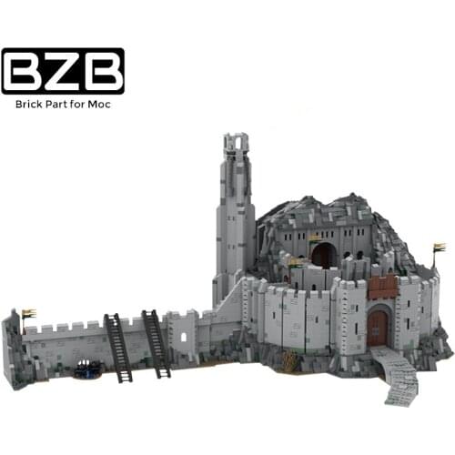 BZB MOC Creative City Street View Medieval War Castle Helms Deep UCS Scale Building Block Model Kids DIY Educational Toys Gifts