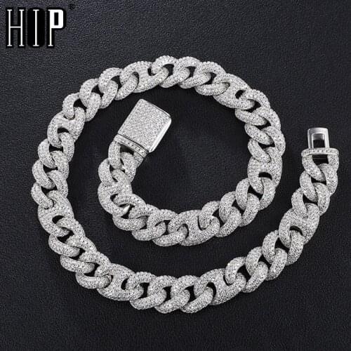 Hip Hop 16MM Iced Out Cuban Prong Chain Copper AAA+ Cubic Zirconia Stones Necklace For Women Men Jewelry