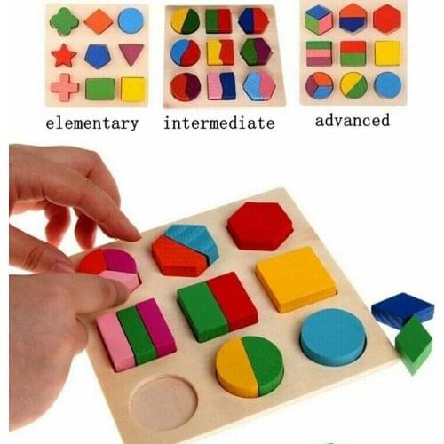 Montessori Early Childhood Education Wooden Three-dimensional Jigsaw Childrens Educational Board Toys Shape Geometric Puzzles