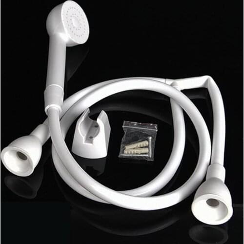 Double Tap Sink Tub Faucet Shower Head Hose PUSH-FIT White Pet Bath Tool