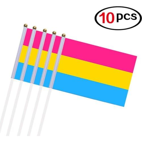 10PCS/Pack 14*21CM Pride Flags Easy to Hold Mini Small Rainbow Flags with Flagpoles for Rainbow Parade Festival Decorations
