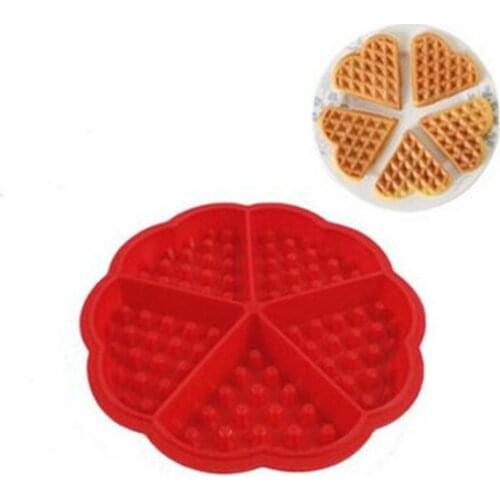 ANGRLY Waffles Mold 5-Cavity Bundt Oven Muffins Cake Pan Heart-shaped Silicone Mold Baking Mould Tool Silicone Mold Christmas