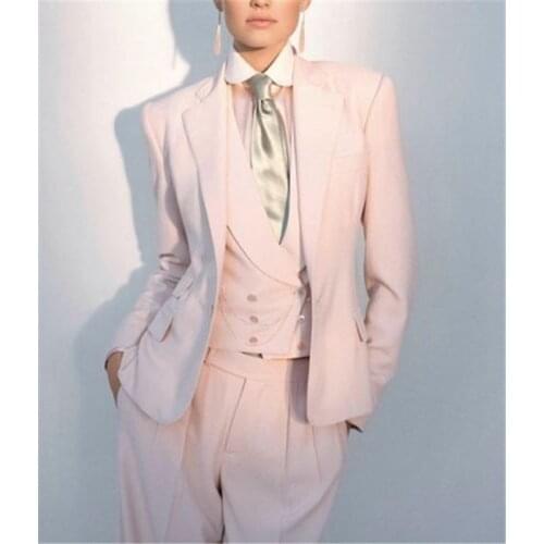 3 Piece Women Pantsuits Sets Work Pant Suits OL Single Breasted Women Blazer Jacket & Zipper Trousers & Vest Suit For Women Set