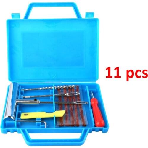 11pcs Tire Repair Kit Car Van Motorcycle Bike Emergency Heavy Duty Tubeless Tire Puncture Repair Kit Plug Set Tyre Repairing Kit