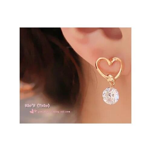Korean fashion luxury charm drop pierced earrings zircon women love jewelry wholesale gift free shipping