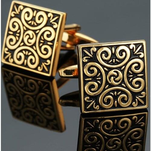 AS207 Metal Cufflinks brand new fashion jewelry gold pattern Cufflinks mens business shirt suit pin badge button gift