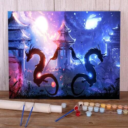 Scenery Day And Night Paint By Numbers Kit Acrylic Paints 40*50 Canvas Painting Home Decoration Adults Wall Art Handiwork