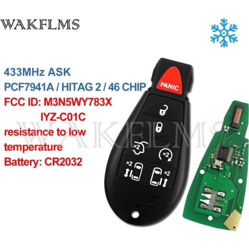 Low temperature Fobik Remote Car Key Fob For Chrysler Town and Country 7 Buttons With Panic 433MHz ID46 M3N5WY783X IYZ-C01C