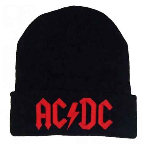 New Fashion Winter Women Casual Acrylic Knitting Skullies Beanie Cap Men AC DC Thunder Letter Embroidery Ski Warm Hat Hip Hop