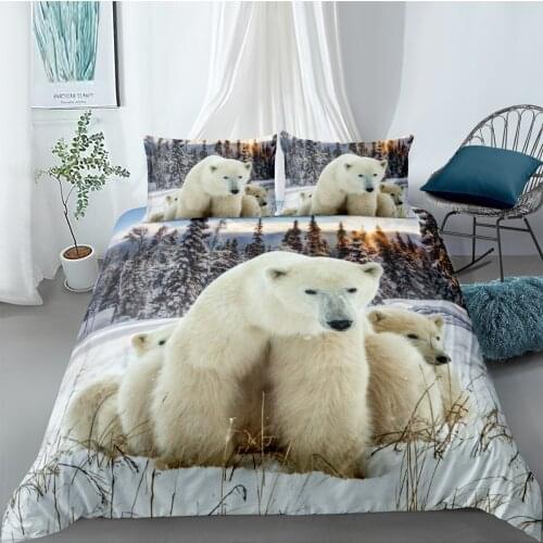 Polar Bear Bedding Set Animal Series Duvet Cover Set Snowfield Bed Linen Twin Full Queen King Double Quilt Cover Home Textile