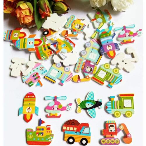 30pcs Large Wood Buttons Mixed Pattern Cartoons Sewing Button Scrapbooking Embellishments Crafts Decorative Boutons