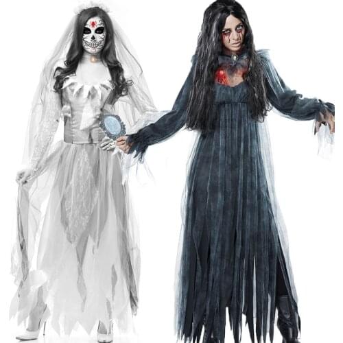 Purim Halloween Horrible Ghost Bride Costume Adult Zombie Costume Vampire Devil Ghost Demon Wicked Ball Trick Scary Costume