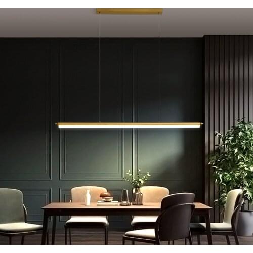 Light Luxury Dining Room Chandelier Simple Modern Long Strip Living Room Lamp Creative Personality Nordic Bar Designer Lamps