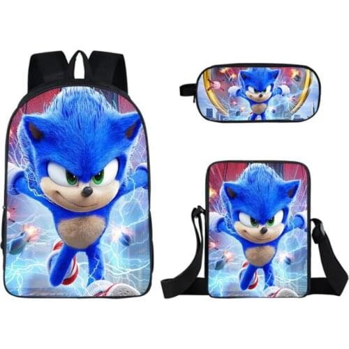 SONIC School Bags 3pcs/set for Boys Girls Teenagers School Backpack School Supplies Bookbag Lovely Satchel
